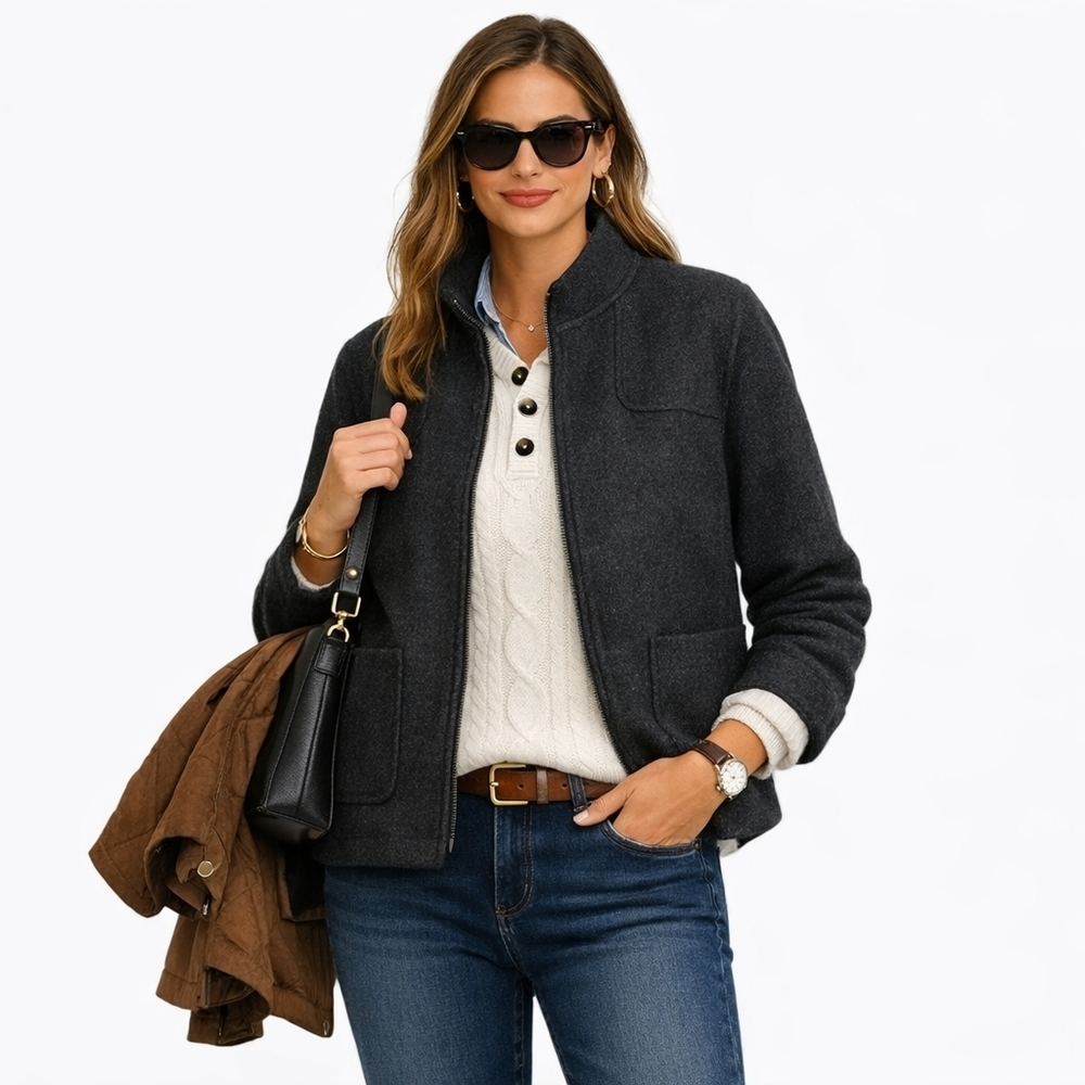 Alexandra Bartlett Semi-Fitted Wool Organic Fall City Office Jacket - Women's XL